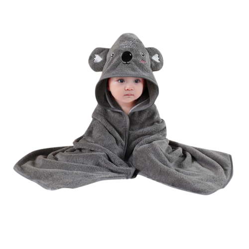 Zhuashum Hooded Bath Towel For Baby Boys Girls Recieve Blanket Cartoon Bathrobe Coral Towel Shower Comfortable Weargrey