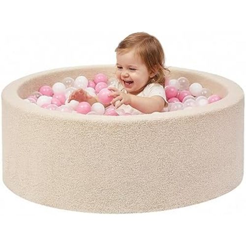 Baby Foam Ball Pit Teddy-Velvet: Ultra-Soft Ball Pit for Toddlers for Indoor Outdoor - Kids Play Toys for Playpen - Ideal Gifts for 1-3 Year Girls Boys（Excluding Balls）