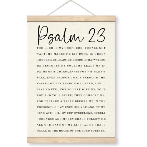 Christian Canvas Poster, The Lord is My Shepherd, Psalm 23 Canvas Poster Wood Hanger, Farmhouse Home Decor, Living Room Decor, Bedroom Decor, Church Room Decor, Bible Verse Scripture Canvas Banner