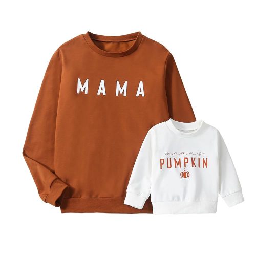 ZAXARRA Mommy and Me Matching Outfits Long Sleeve Crewneck Pullover Tops Mama Sweatshirt Mama and Mini Clothes
