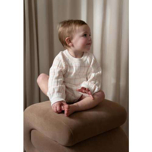 ‘Pink Stripe’ Ribbed Knit Onesie – Oat Co