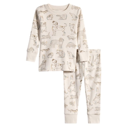 Print Fitted Organic Cotton Two-Piece Pajamas