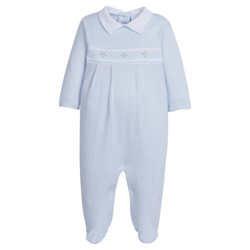 Smocked Footie - Blue Geo