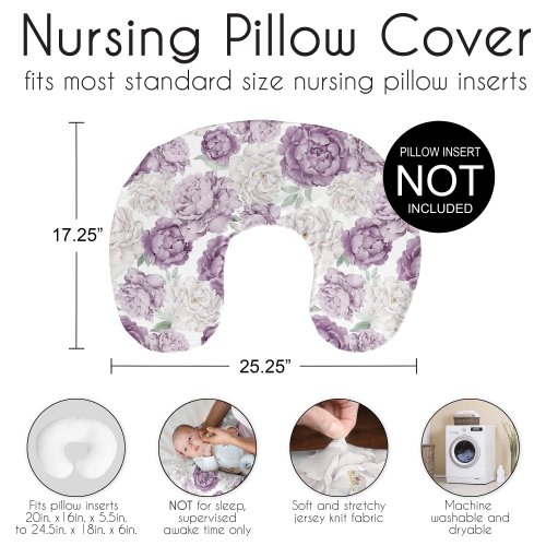 Sweet Jojo Designs Lavender Purple Boho Shabby Chic Floral Girl Nursing Breastfeeding Pillow Cover Case (Pillow Not Included)