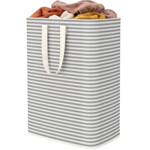 Lifewit 1 Pack Laundry Basket 65L Each, Collapsible Clothes Hamper with Reinforced Handles, Freestanding Waterproof Design for Bedroom and Laundry Room, Grey 65L Total