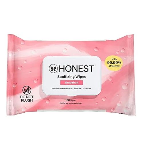 The Honest Company Fragrance-Free Sanitizing Alcohol Wipes, Antibacterial with Aloe, Kills 99% of Germs, 150 Count