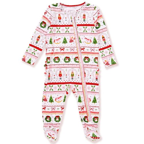 Angel Dear Baby Girls Sugar Plum Fairy/The Nutcracker/Fair Isle Mixed-Media-Printed Footed Coverall