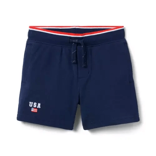 Boy Merchant Marine Embroidered USA Pique Short by Janie and Jack