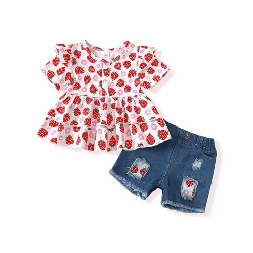 NZRVAWS Girl Clothes Toddler Girls Summer Outfit Heart Tank Top+Pink Shorts 2 Piece Clothing for Girl 1 2 3 4 5 6 7 T