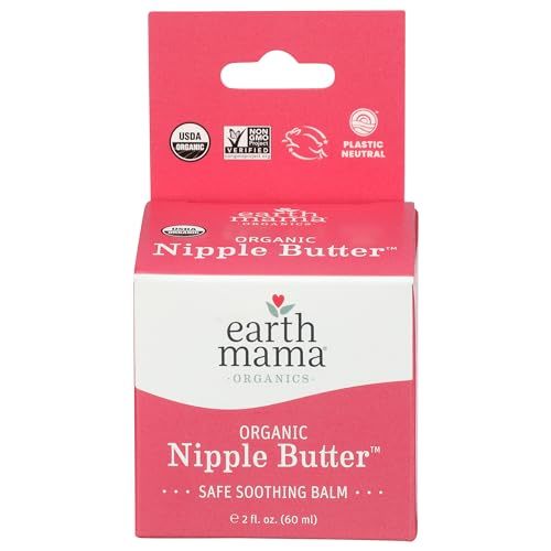 Organic Nipple Butter Breastfeeding Cream by Earth Mama | Lanolin-free, Safe for Nursing & Dry Skin, Non-GMO Project Verified, 2-Fluid Ounce (Packaging May Vary)