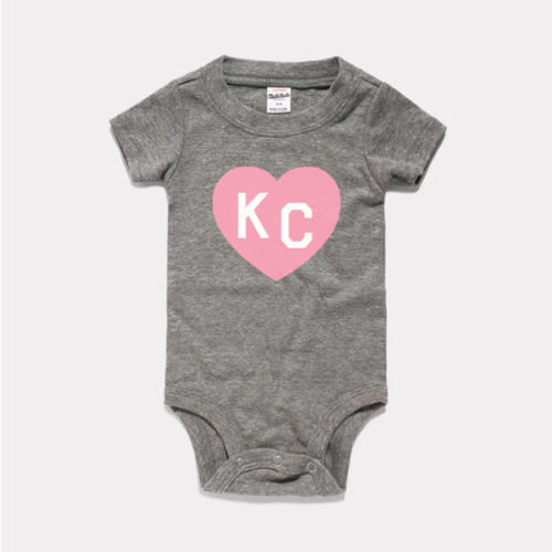 Grey & Light Pink KC Heart Vintage Onesie | CHARLIE HUSTLE
