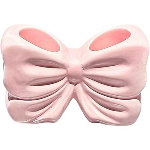 Bowtie Toothbrush Holder, Cute Ceramic Toothbrush Holder, Bowtie Personalized Decoration, Ceramic Bowtie Shaped Toothbrush Holder, Bathroom Countertop Accessories, for Bathroom Home(Pink)
