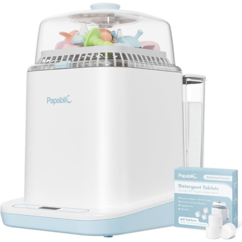 Papablic Bottle Washer Pro, Baby Bottle Washer & Sterilizer & Dryer, 4-in-1 Bottle Washer Sanitizer for Bottles, Pump Parts, & Baby Essentials - Quick & Clean with 60 Detergent Tablets