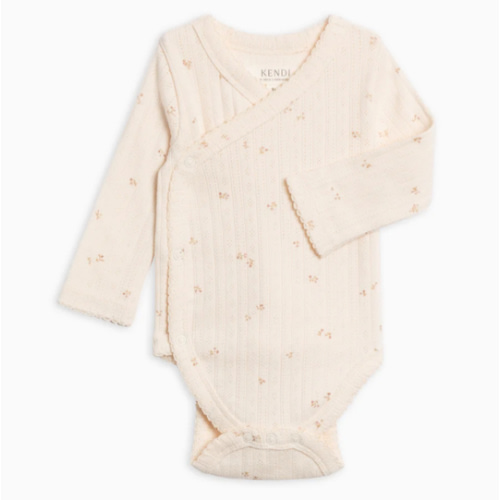 Hilda Brushed Back Pointelle Long Sleeve Kimono Bodysuit