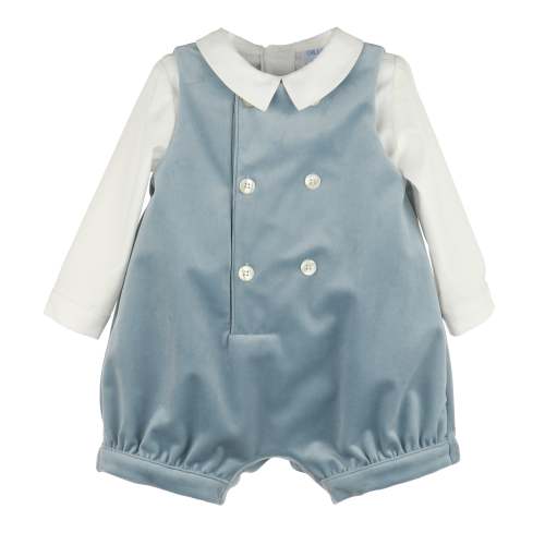 Deluxe Velvet Boy Romper - 9M