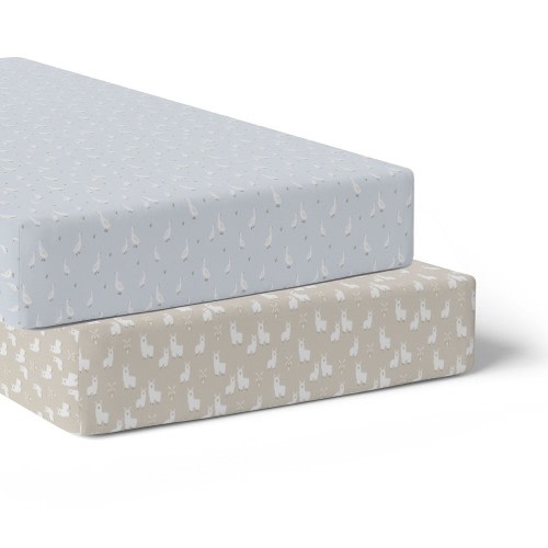 Bubba Blue Provincial Cot Fitted Sheet 2 Pack Sky/Almond