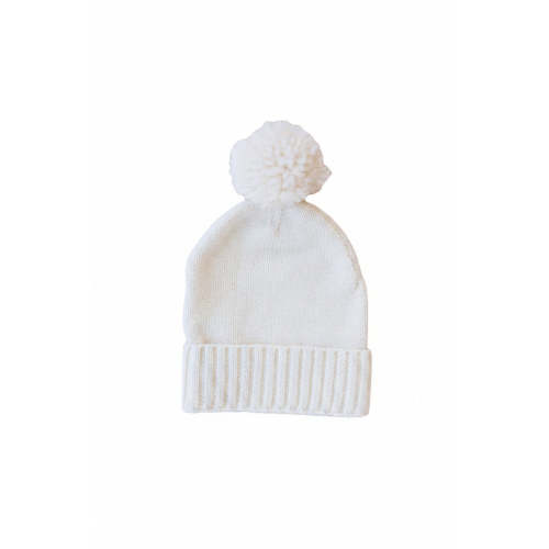 Knit Baby Pom Pom Beanie in Ivory | Caden Lane