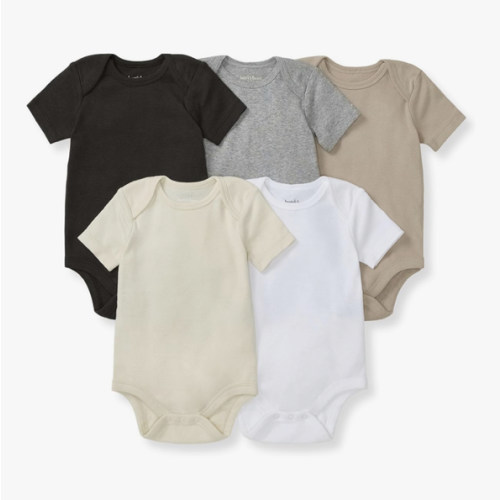 Burt's Bees Baby Bodysuits, Short Sleeve and Long Sleeve One-Pieces, 100% Organic Cotton, Pack of 5