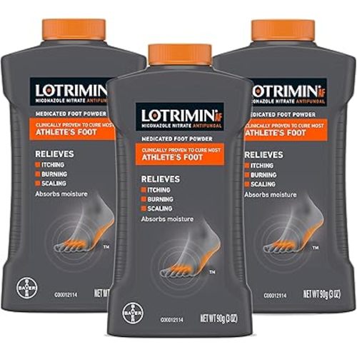 Lotrimin AF Athlete's Foot Antifungal Powder, Miconazole Nitrate 2% Treatment, Clinically Proven Effective Antifungal Treatment of Most AF, Jock Itch and Ringworm, 3 Ounces Bottle (Pack of 3)