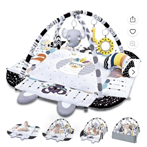 Baby Gym Play Mat, 8-in-1 Tummy Time Mat & Activity Gym, Washable Ball Pit, Infant Play Mat with Detachable Toys for Sensory Exploration and Motor Skill Development