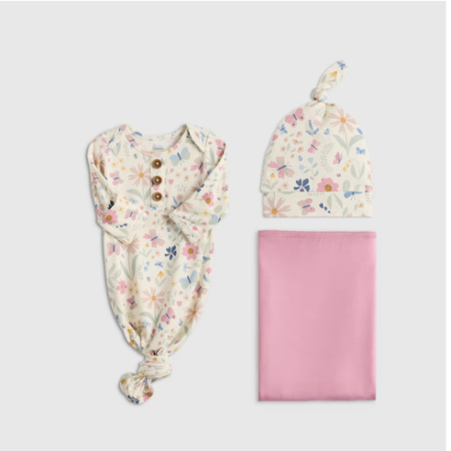 Bamboo Gown, Hat & Swaddle Set in Sunshine