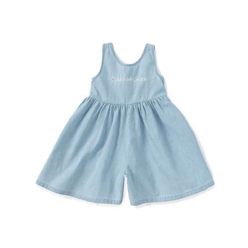 Calvin Klein Baby Girls 12-24 Months Sleeveless Denim Fit-And-Flare Romper