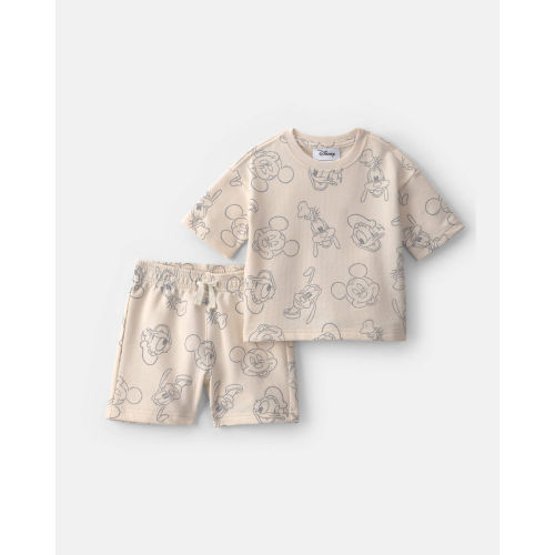 Baby Boy 2-Piece Disney© Mickey Mouse Short-Sleeve Top & Short Set - Cream | Carter's