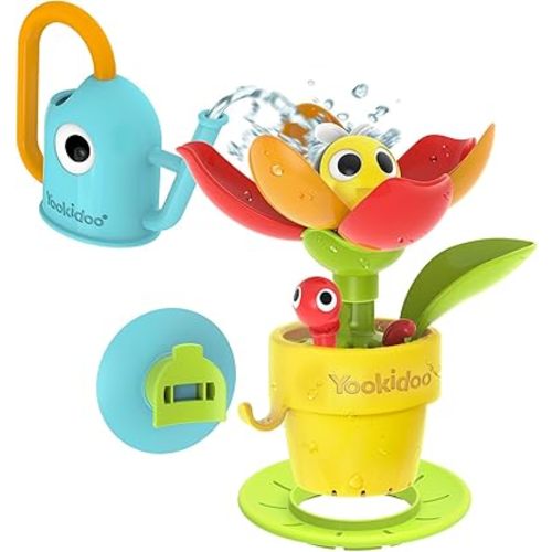 Yookidoo Toddler Baby Bath Toy (Ages 1-3) Pop-Up Bee Flower Sprinkler - Garden Adventure Set with Watering Can (Mold Free) Attach to Any Tub or Shower Fun for Bath time - Great for Boys,Girls,& Kids