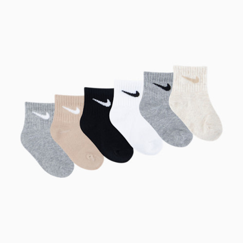 Nike Swoosh Ankle Socks (6 Pack) - Dark Grey Heather/Black, 6-12 M