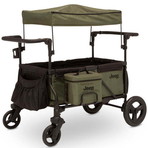 Jeep Wrangler Deluxe Stroller Wagon + Accessories Black/Green