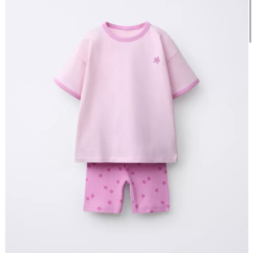 FLORAL CYCLING SHORTS AND T-SHIRT SET - Faded pink | ZARA United States