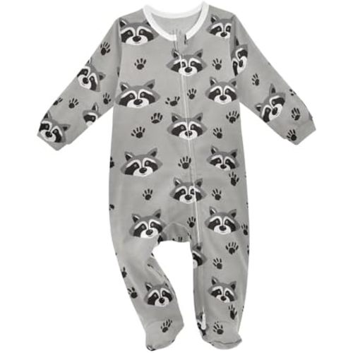 SHJI Baby One-Piece Footies Long Sleeve Rompers Pajamas Zip Front Pjs for Boys Girls kids