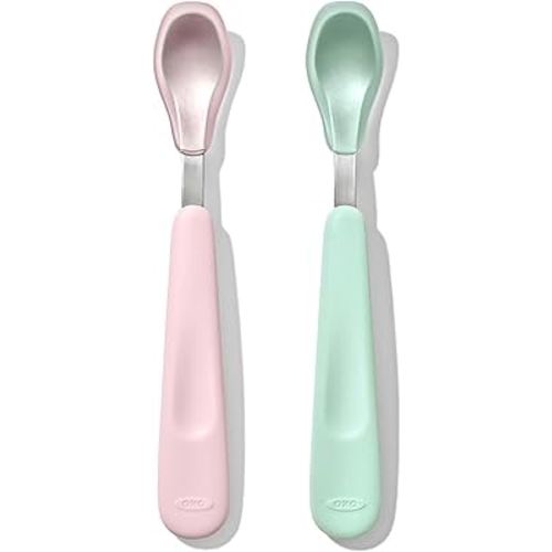 OXO Tot Feeding Spoon Set with Soft Silicone - Opal and Blossom
