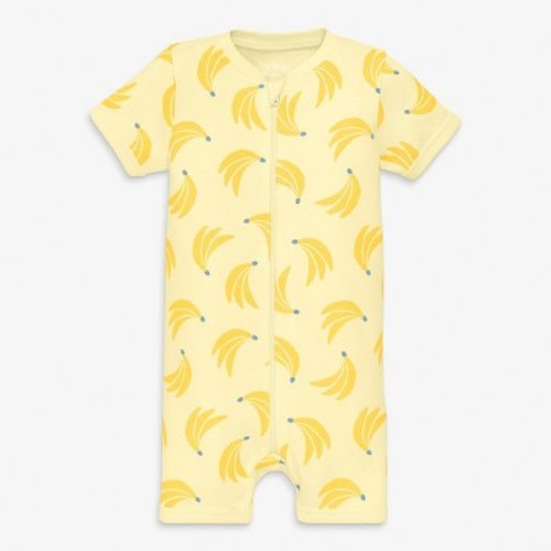 Primary Baby Organic Zip Shortie In Bananas In Light Banana Bananas Size 0-3 Months
