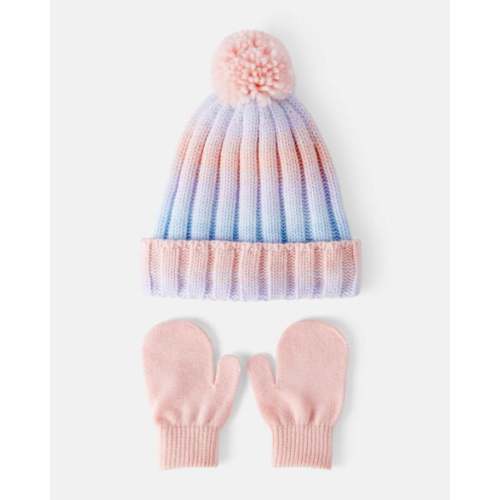 Baby Girl 2-Piece Ombre Winter Hat & Mittens - Purple | Carter's