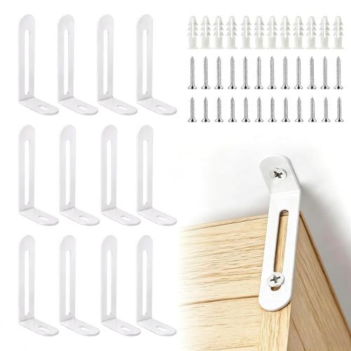 Anti Tip Furniture Anchors, Steel Wall Anchors, 12 Pack,White | Furniture wall anchors help secure dressers, cabinets and bookcases for baby and pet safety with quick, easy installation.