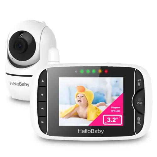 HelloBaby 3.2'' Video Baby Monitor, Remote Pan-Tilt-Zoom Camera, - TikTok Shop