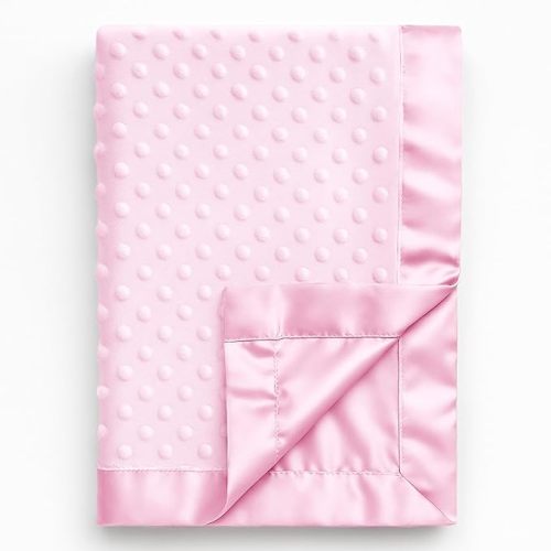 Pro Goleem Baby Soft Minky Dot Blanket with Silky Satin Backing Baby Gifts for Girls(Pink, 30’’ x 40’’)