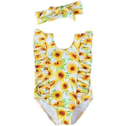 Baby Girl Swimsuit Ruffle One Piece Bathing Suit Newborn Infant Girl Cute Sleeveless Summer Beach Bikini Swimwear Set