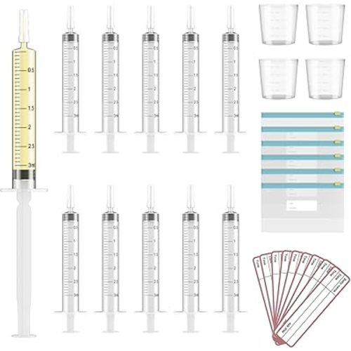 60 Sets 3Ml Colostrum Collector Kit Include 60 3ml No Needle Sterile Syringes with Cap, 4 Measuring Cup, 6 Zip-lock Storage Bags, 60 Labels for Breast Milk Collector