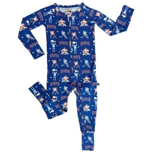 Lev Baby Boys' Bamboo Viscose Hockey Team Convertible Romper with 2-Way Zipper, Snug Fit - Royal Blue (6-12M)