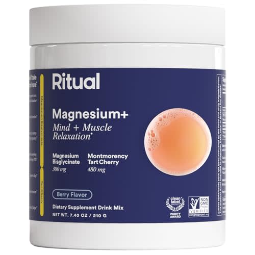 Ritual Magnesium+ Drink Mix Supplement | 2-in-1 Science-Backed Tart Cherry & Gentle on Stomach Magnesium Bisglycinate | Formulated for Mind & Muscle Relaxation | Supports Sleep & Calm | 30 Servings