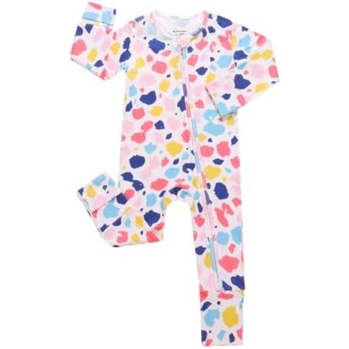 Bamboo Viscose Baby Boy Girl Pajamas Romper, Ribbed 2 Way Zipper Sleepers, Long Sleeve Footless Pjs with Mitten Cuffs
