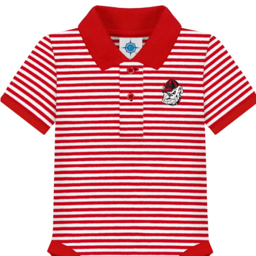 Creative Knitwear College Baby Striped Polo Bodysuit - Team Logo, Multiple Colors, for Boys & Girls (0-12 Months)