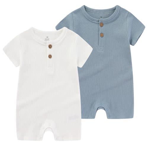 MAMIMAKA Baby Bodysuits Solid Romper One-Piece Newborn Clothes 2 Pack Baby Shower Gifts
