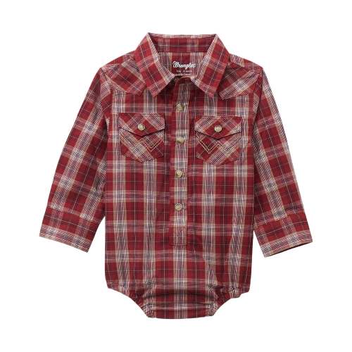 Infant Boys' Plaid Print Long Sleeve Snap Western Onesie