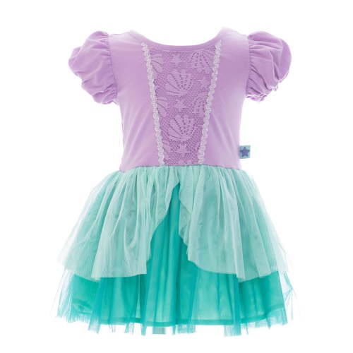 Disney Princess Toddler Girls Little Mermaid Cosplay Dress with Puff Sleeves, Sizes 12M-5T