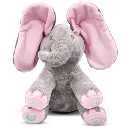 Dimple Kaia Peek-A-Boo Elephant, Interactive Singing Plush Toy, Moving Ears | Musical Stuffed Animal for Babies and Toddlers, Soft Cuddly Elephant Toy, Sings Songs and Features Two Volume Settings