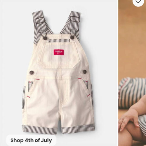 Baby Striped Shortall - Ivory/Navy Blue - OshKosh B'gosh | Carter's