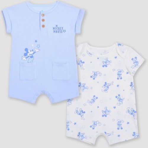 Baby Boys' 2pk Disney Mickey Mouse Romper - Blue 0-3M